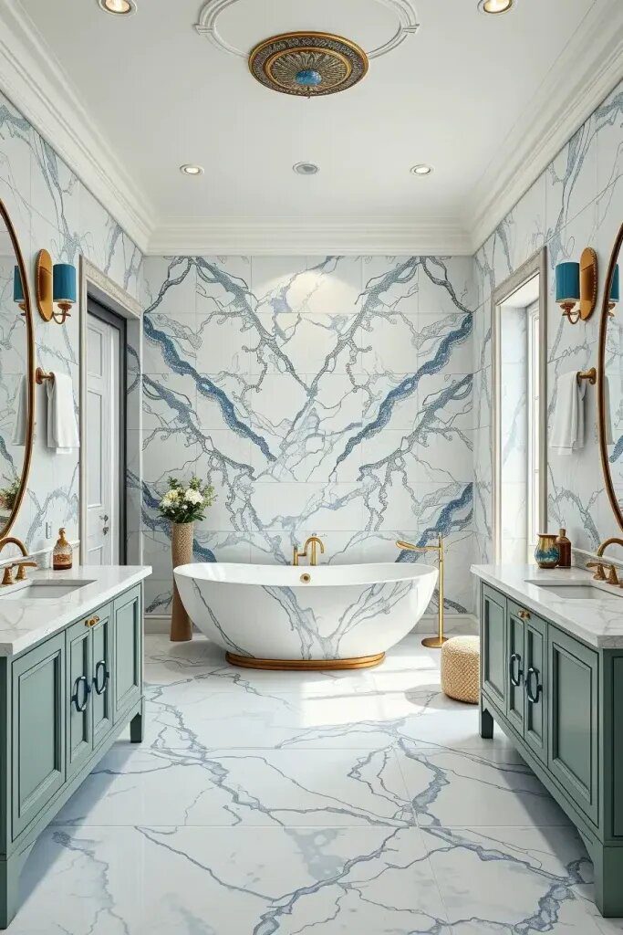 Marble Countertops With Sage And Blue Tones - photo 2