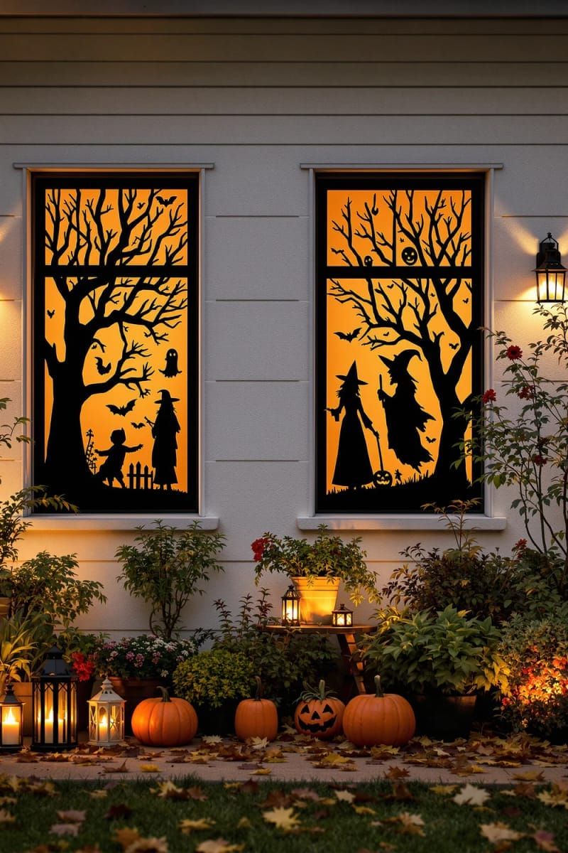 3. Silhouette Cutouts for Haunted-House Windows