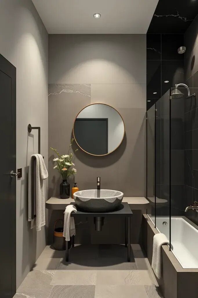 Cozy Monochrome Bathrooms with Texture