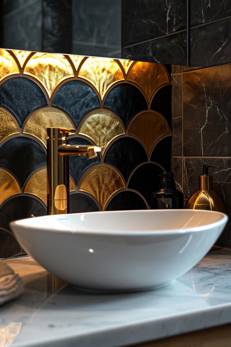 6. Gold and Black Art Deco Tiles
