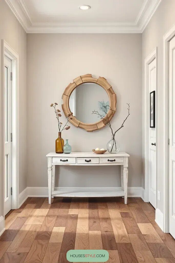 Rustic Touches in a Cozy Minimalist Hallway
