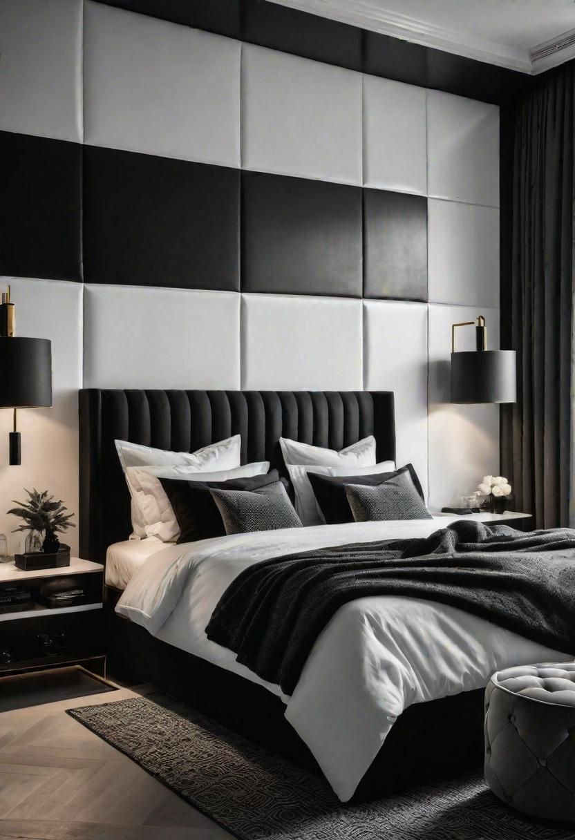 14. Bold Black and White Headboards