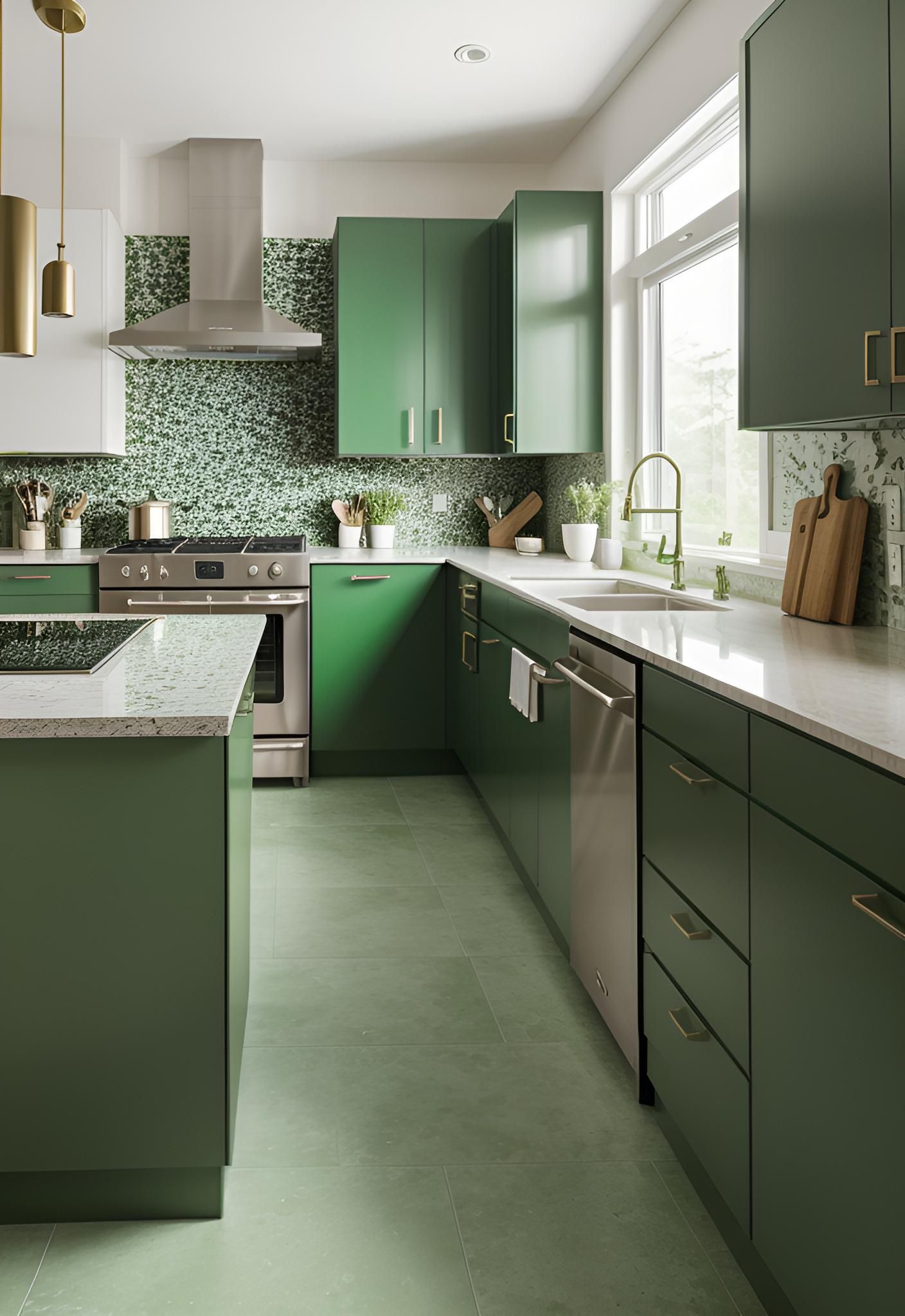 22. Fern Green Cabinets with Terrazzo Floors