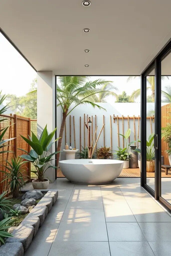 Integrating Nature: Stylish Bathroom Designs for Inside and Out