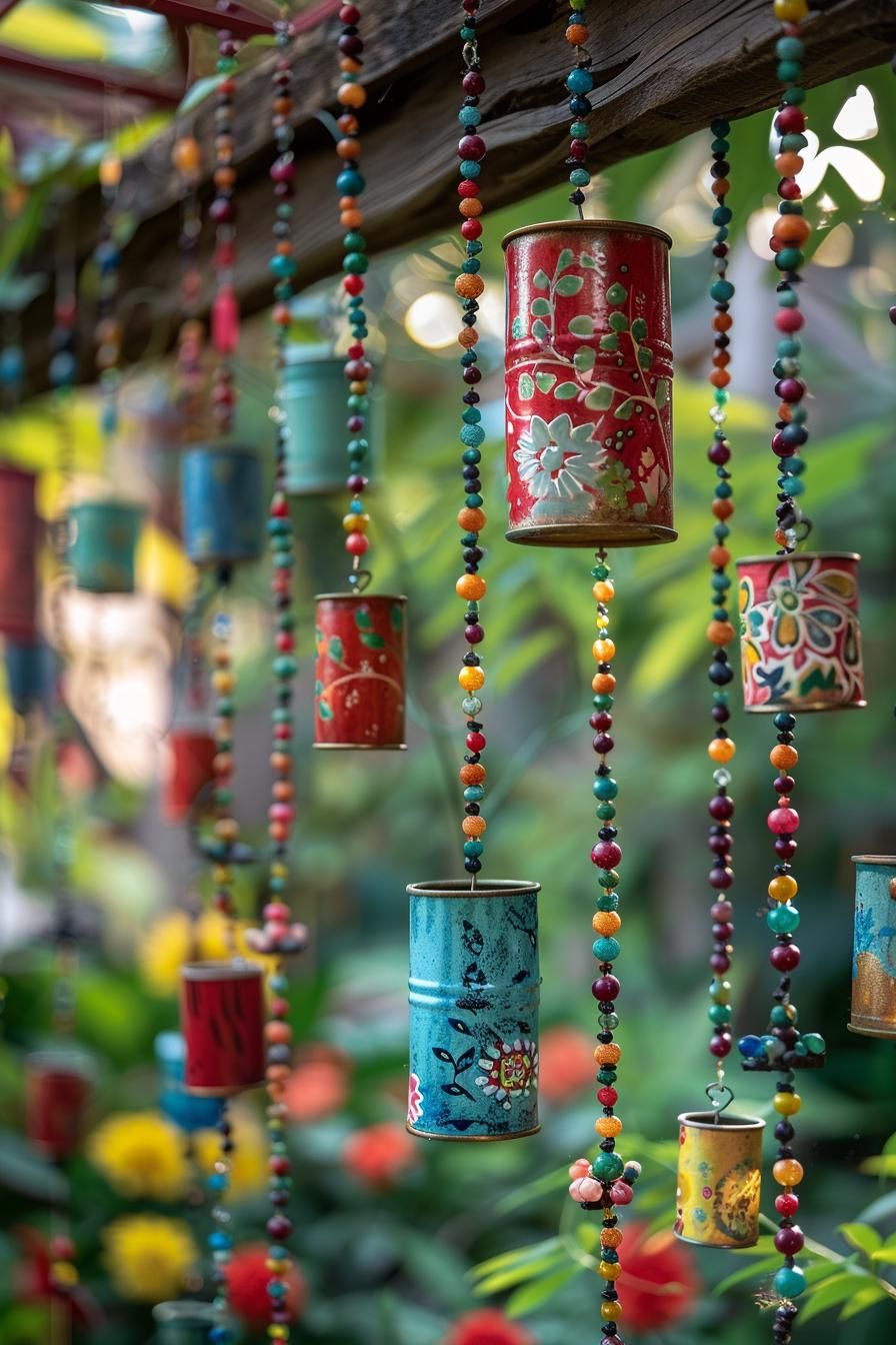 11. Hanging Upcycled Garden Accents