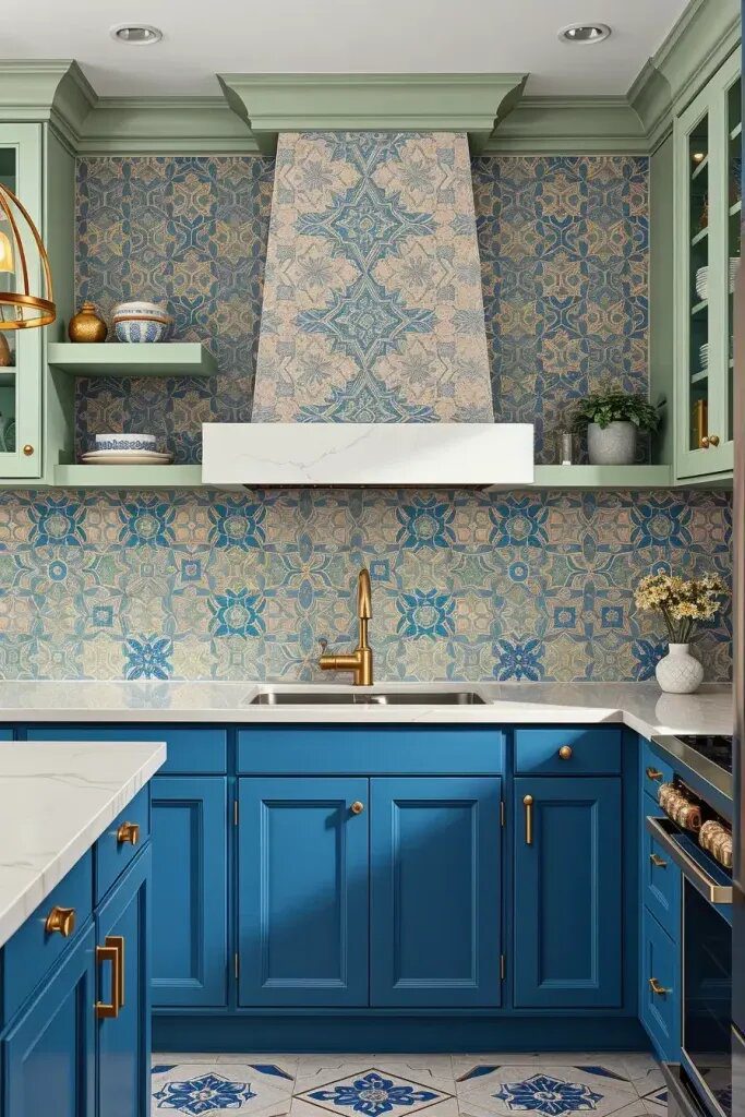 Dramatic Sage and Blue Backsplash Tile Ideas - photo 2