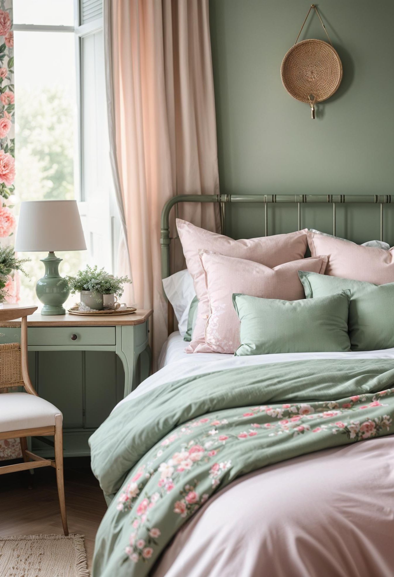 38. French-Inspired Floral Bedroom Decor