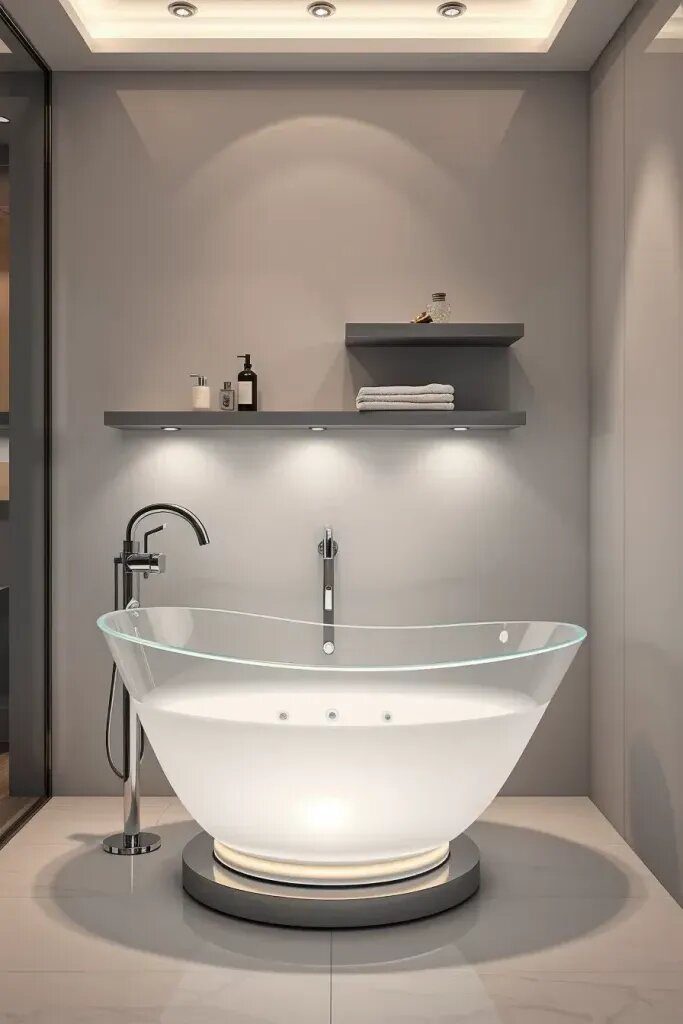 Color-Changing LED Lights in Transparent Bathtubs - photo 2