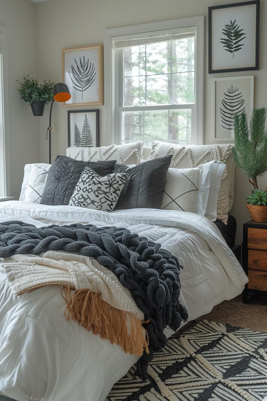 12. Sleek Monochrome Dorm Decor