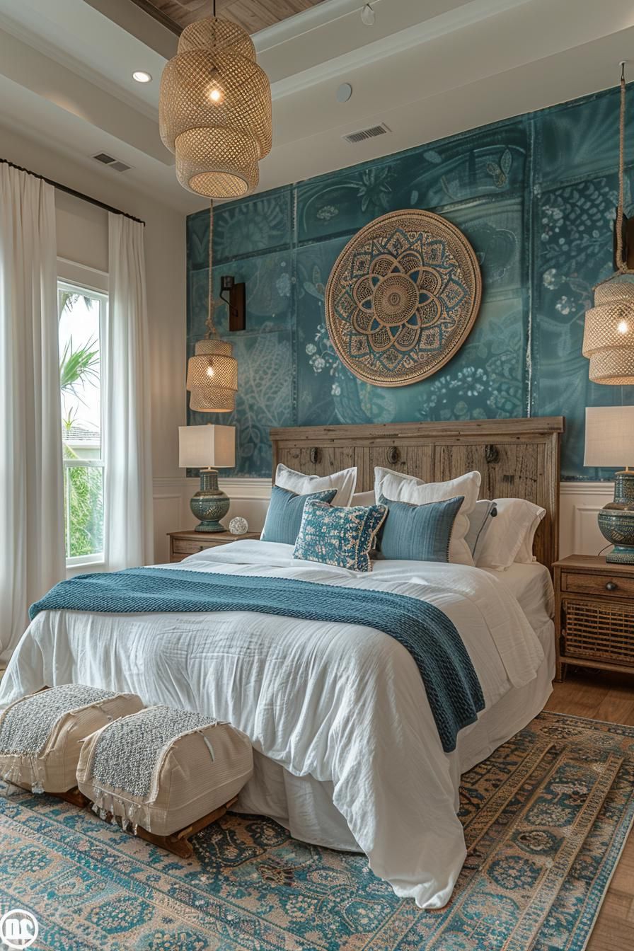 22. Mandala Mural for Boho Bedroom