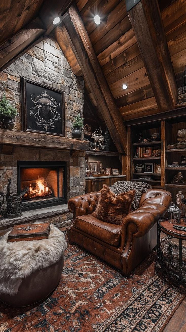 25. Reading Nook With Leather Armchair and Fur Throw - photo 3