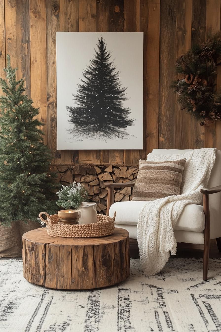 18. Ink-Style Christmas Tree Art - photo 3