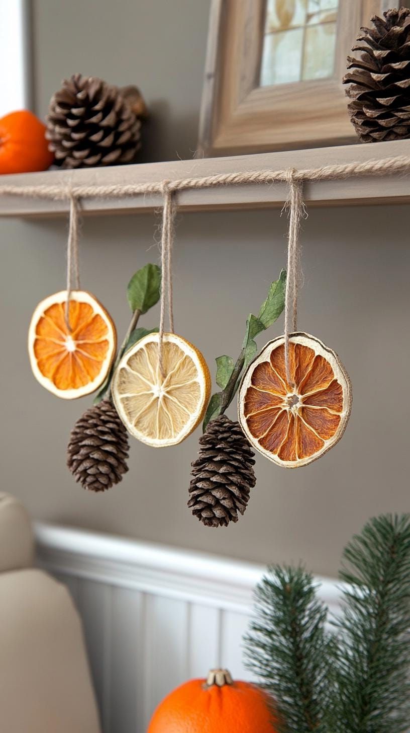 5. Dried citrus and pinecones on twine - photo 2