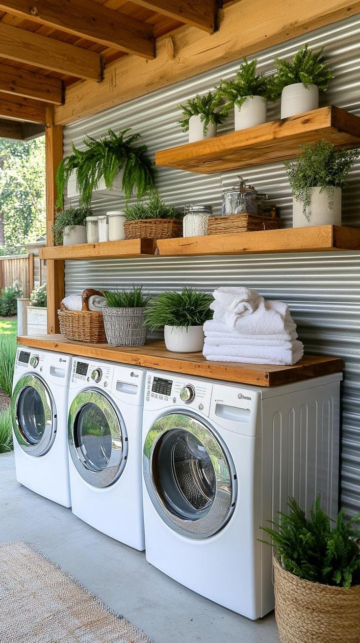 11. Laundry Room With Corrugated Metal Walls