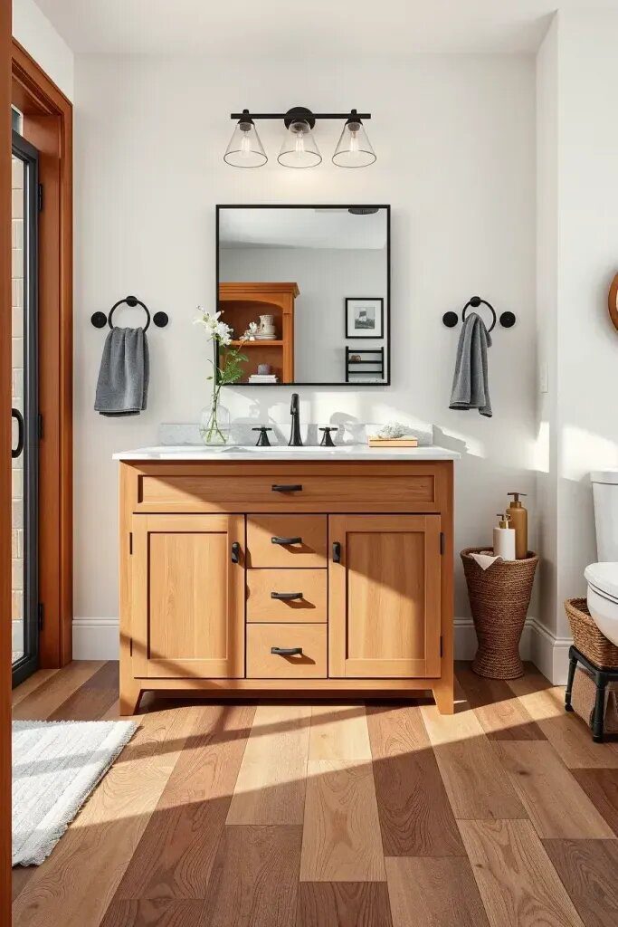 Pairing Wood Tile with Stylish Vanities
