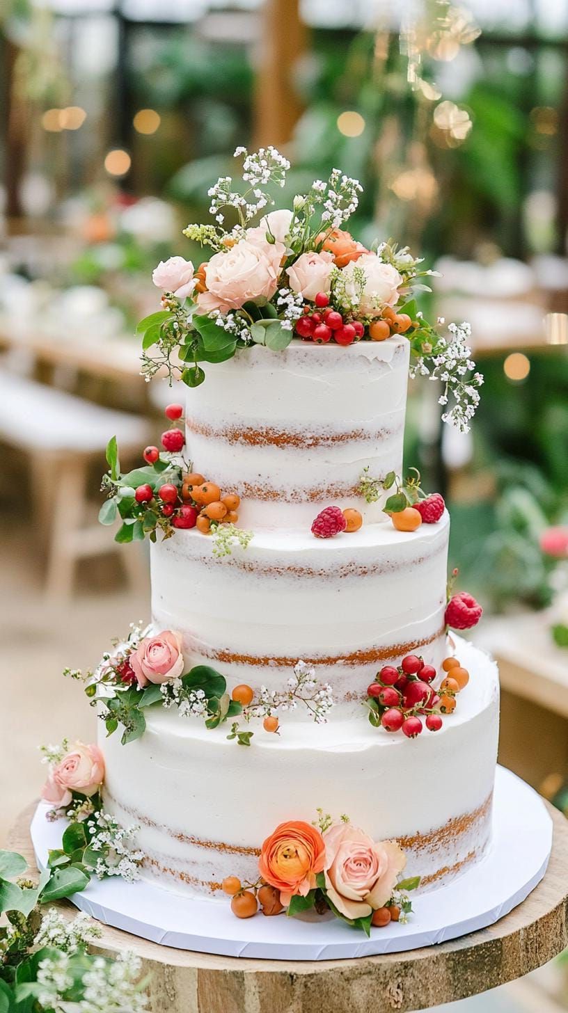 19. Berry And Flower Topped Naked Cake - photo 3