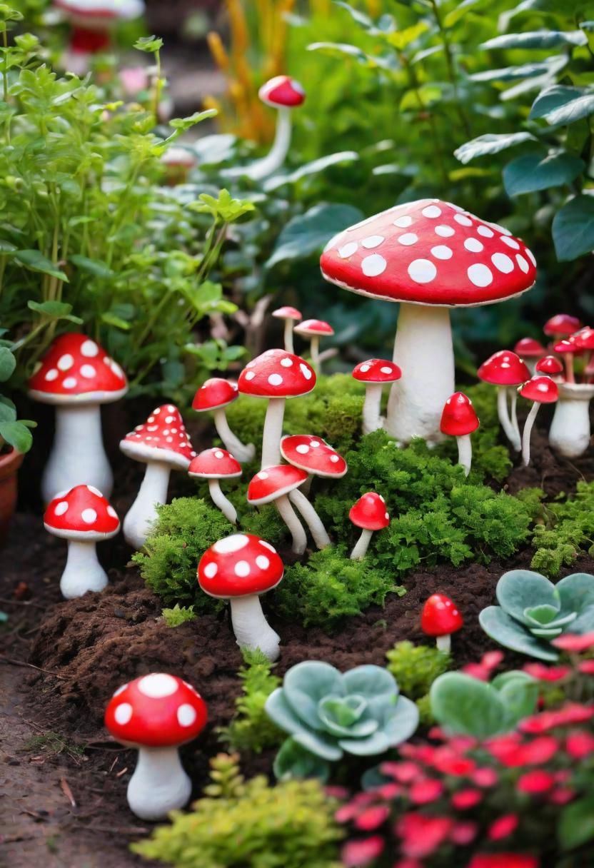 28. Clay Toadstool Garden Ornaments