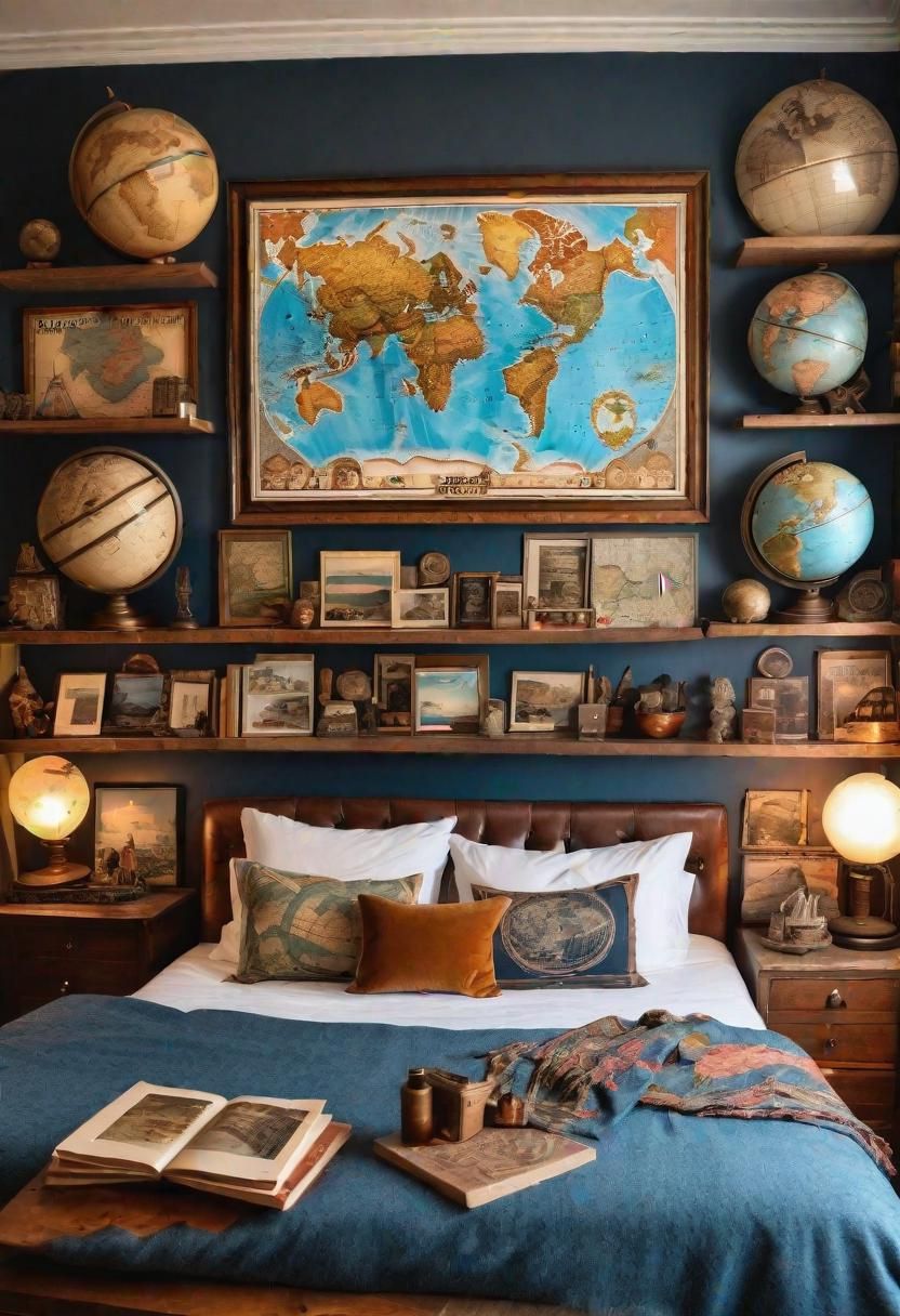 12. Travel-Themed Wanderlust Bedroom