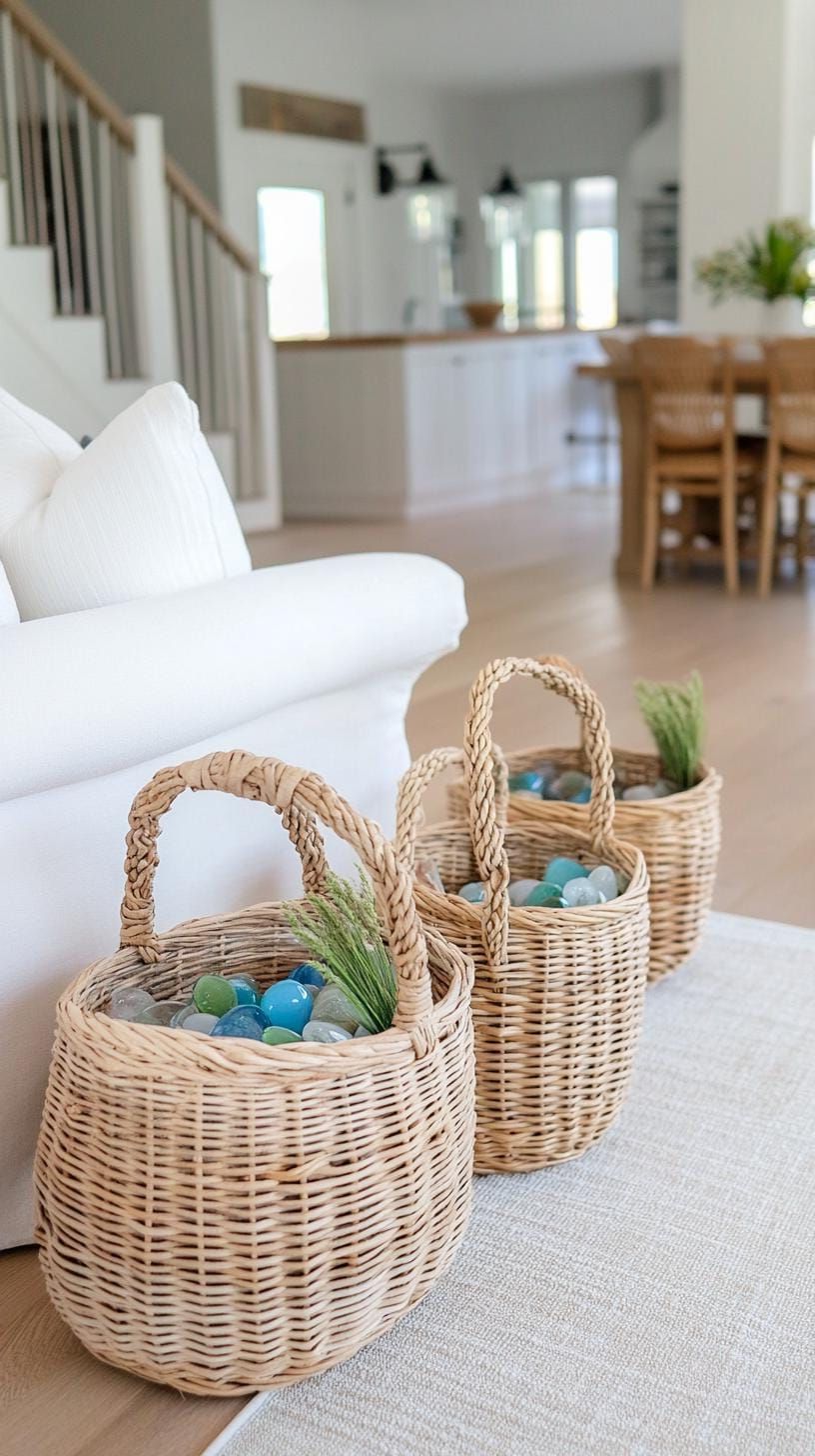 18. Wicker Baskets Styled with Sea Glass - photo 2