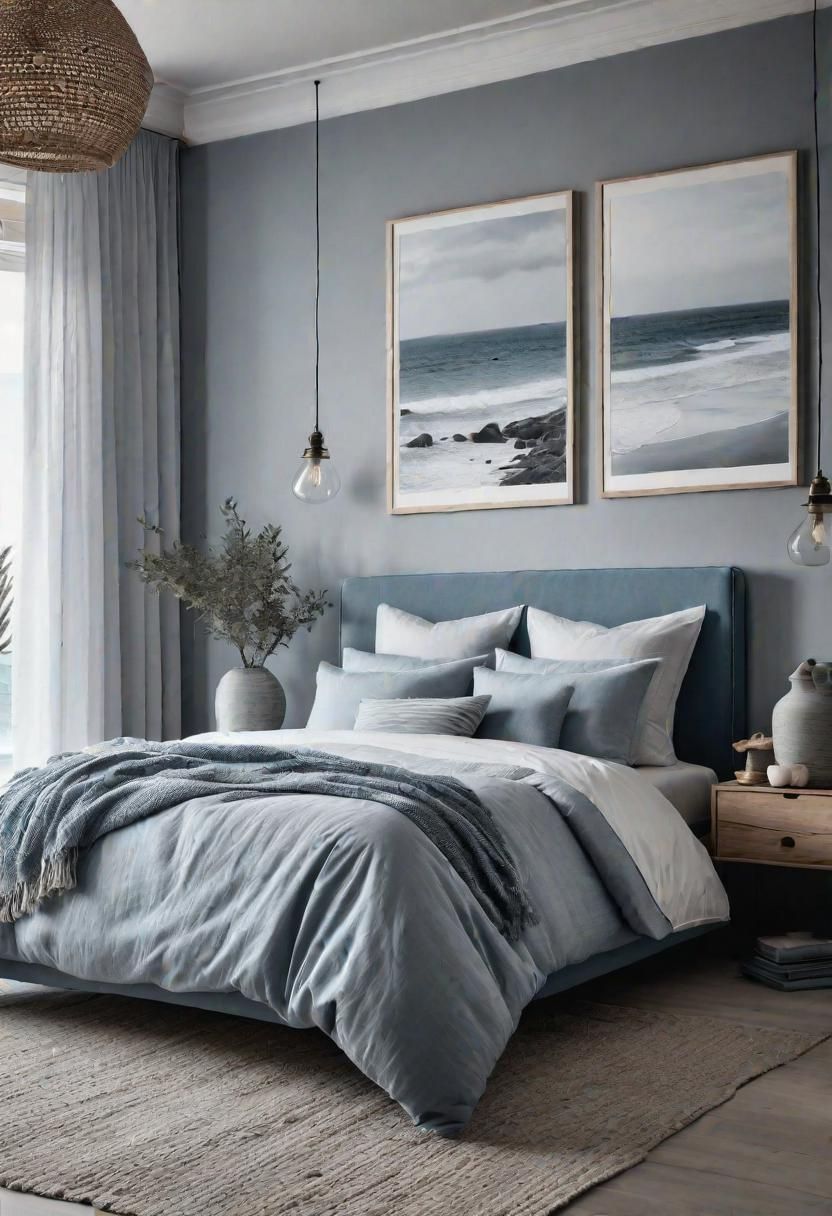 24. Coastal Grey Bedroom Design Ideas