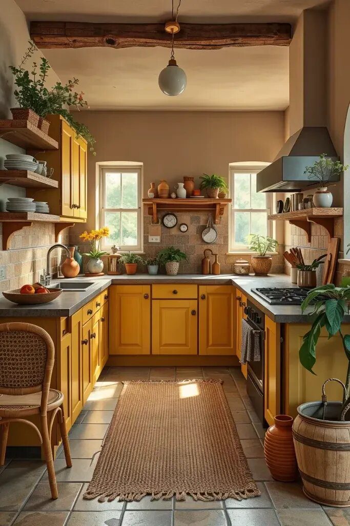 Earthy Organic Kitchens Built Around Yellow Tones - photo 2