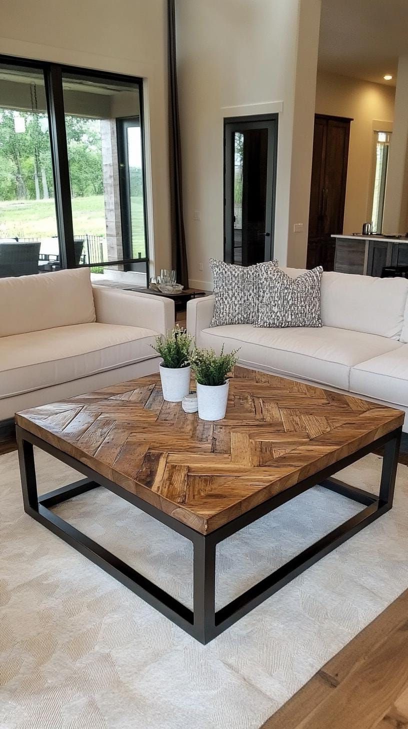 7. Reclaimed Wood Table with Geometric Metal Legs - photo 3