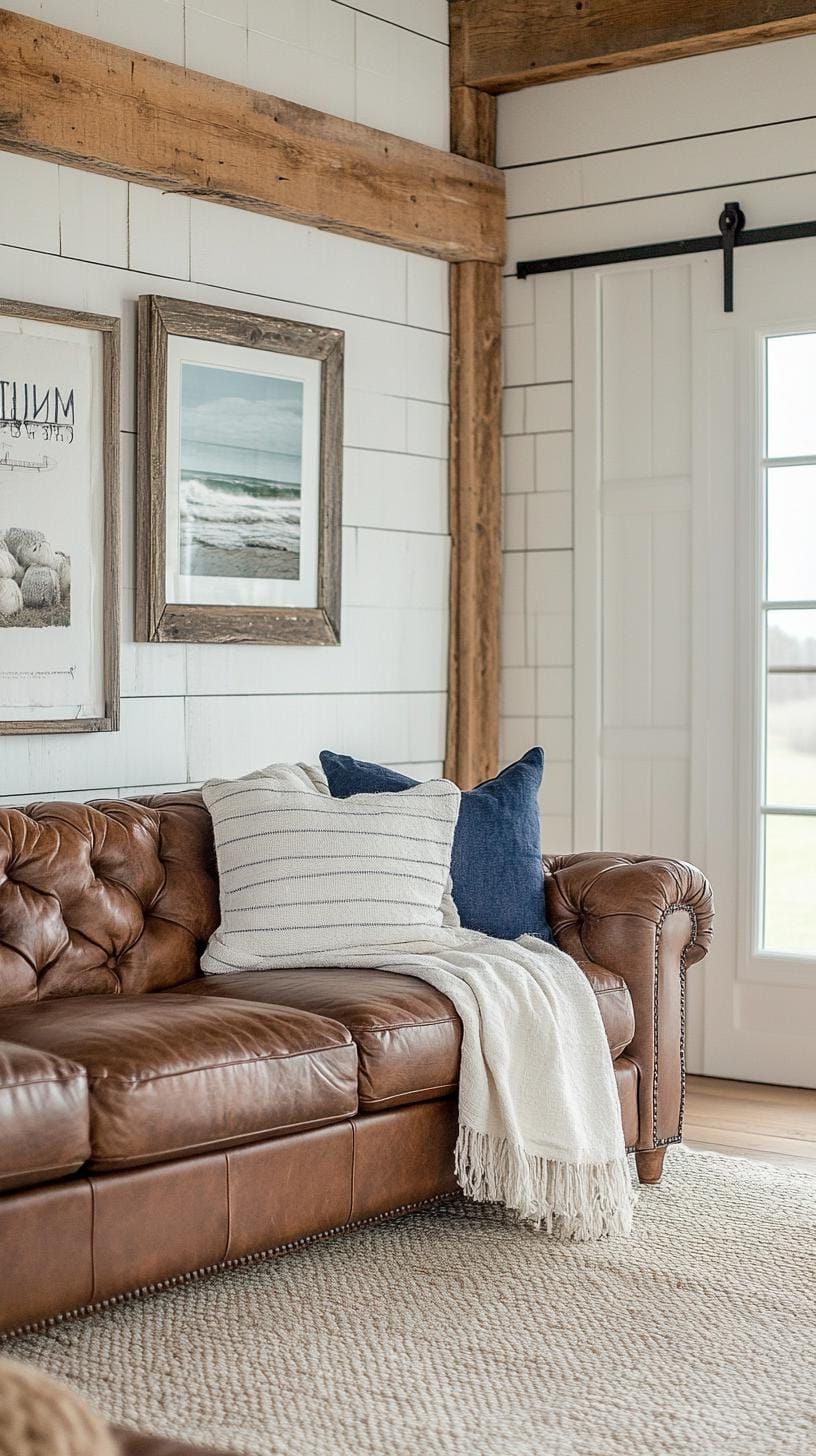 14. Leather Sofa Paired with Cotton Throws - photo 3