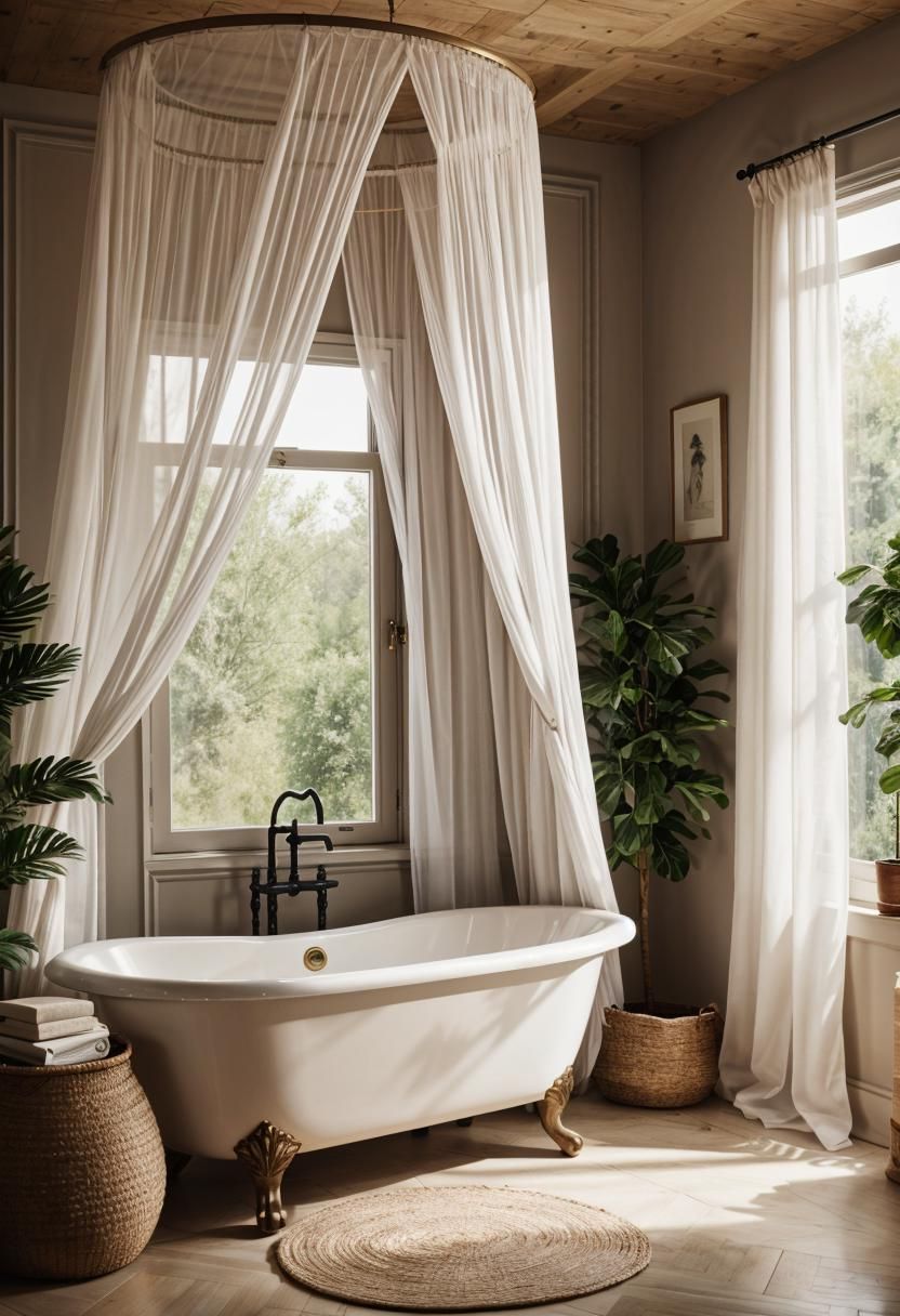 19. Canopy Decor Ideas for Boho Bathtubs