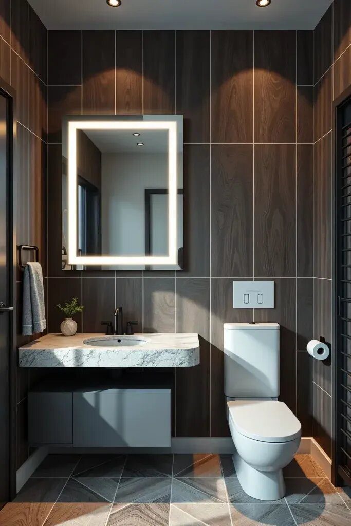 Sleek Wood Tile Walls for Modern Bathrooms