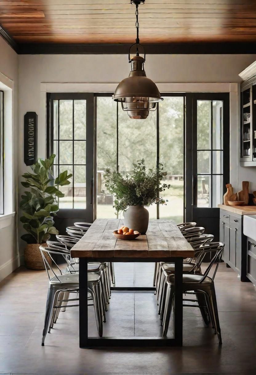 10. Farmhouse Table Paired with Metal Chairs