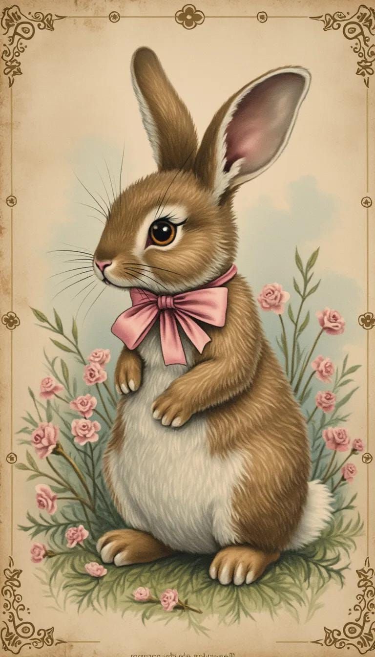 1. Vintage Bunny With Pink Bow Design