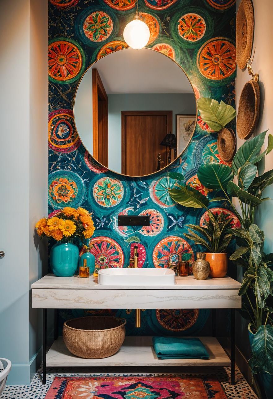 16. Colorful Ceramic Basin Accents