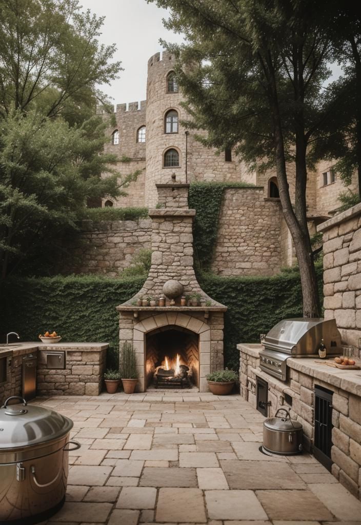 27. Castle-Themed Outdoor Kitchen Design