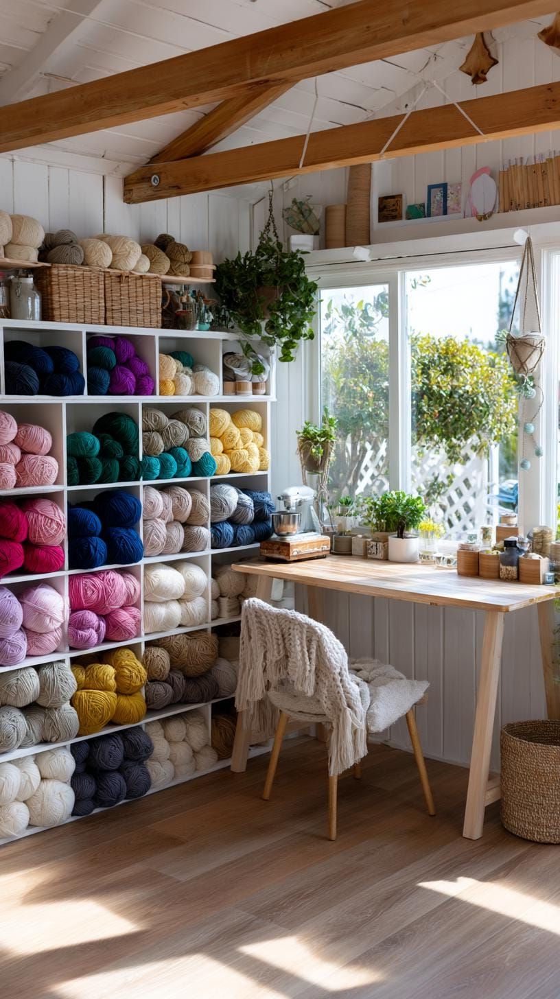 2. Cozy Yarn Wall With Colorful Skeins on Display - photo 3