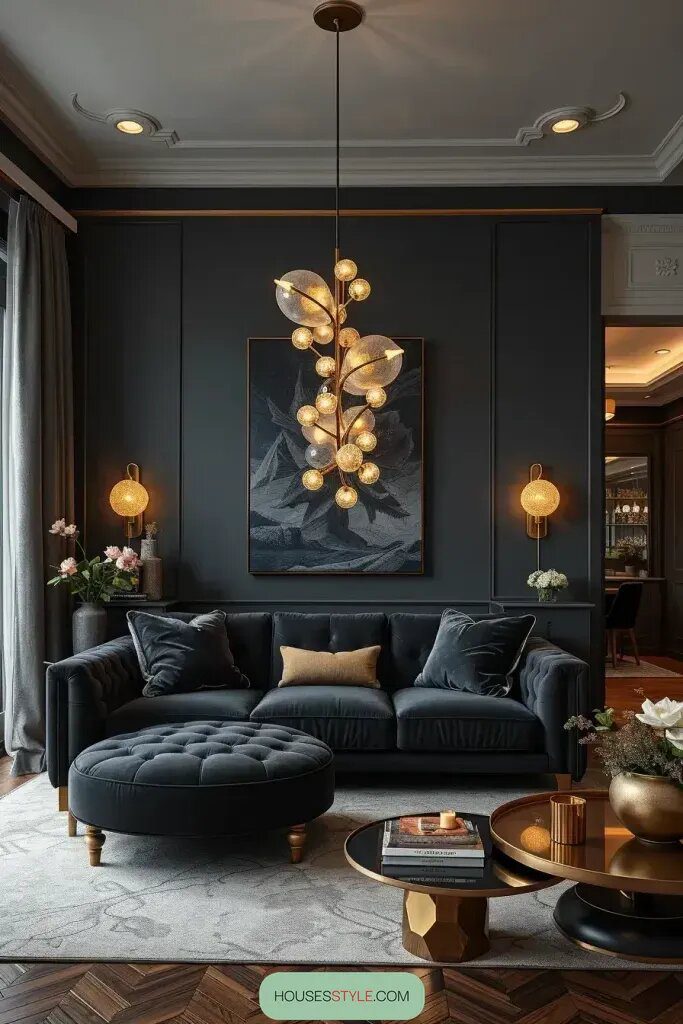 Add Sculptural Wall Lights Above the Sofa