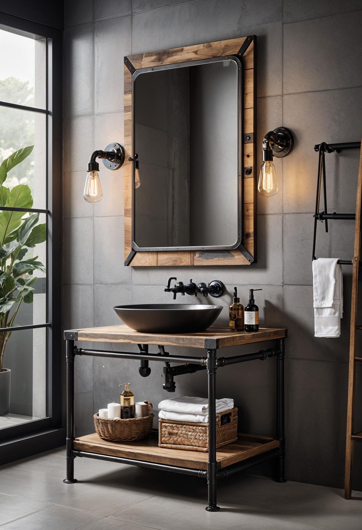 8. Industrial Metal and Wood Vanity Ideas - photo 2