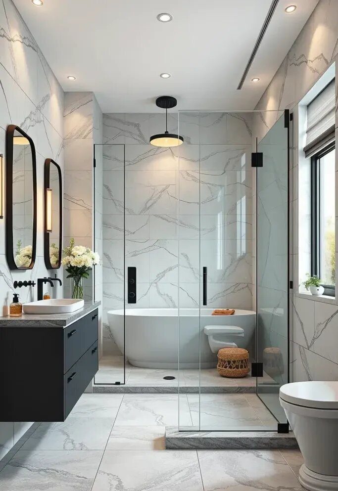Clear Glass Doors for an Open Bathroom Feel - photo 2