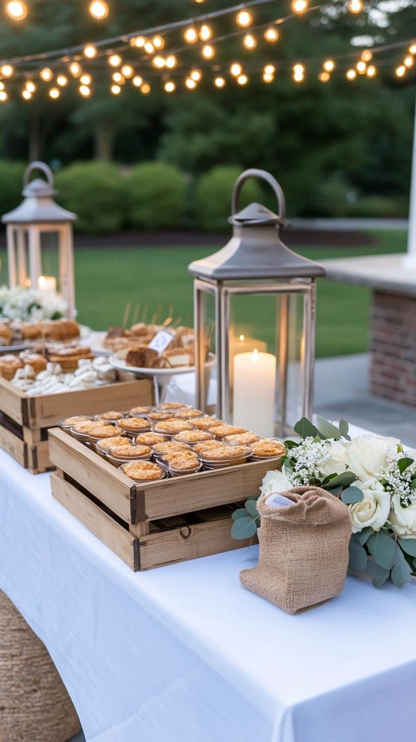 12. String-Lit Backyard Buffet With Rustic Touches