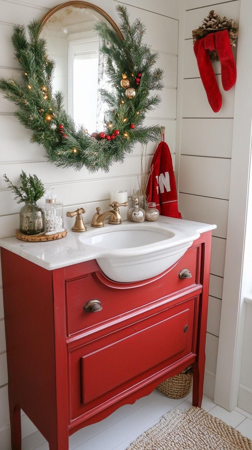 13. Tiny Ornament Garland Above the Sink
