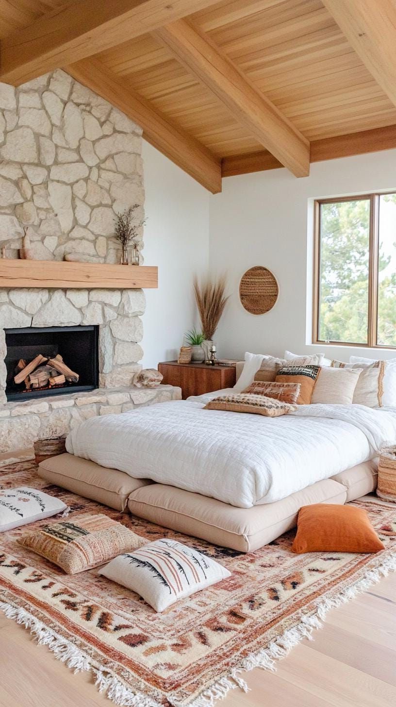 11. Scatter Floor Pillows In Earthy Tones