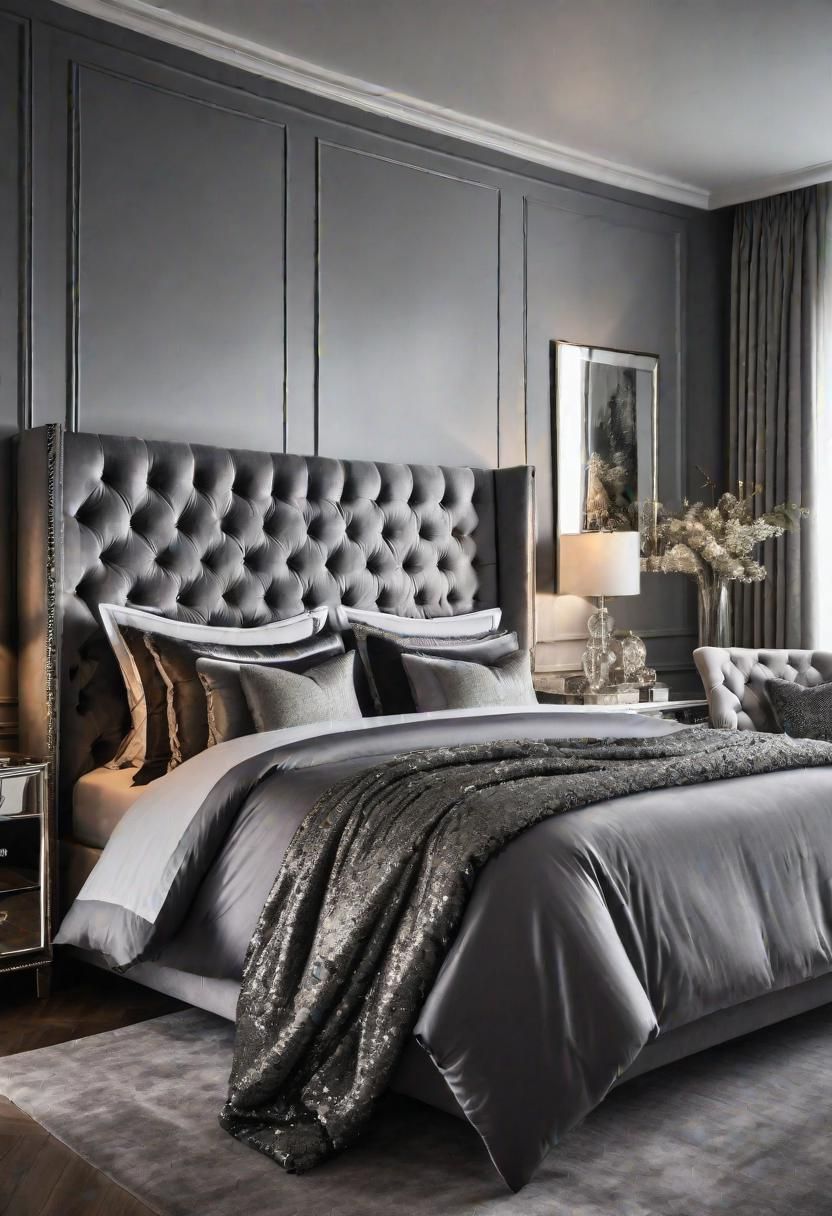 16. Glamorous Silver-Grey Bedroom Decor
