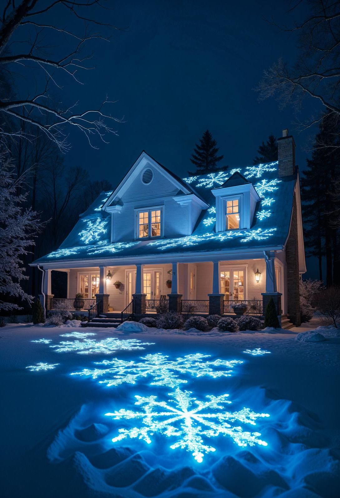 2. Snowflake Lights for Roof and Windows