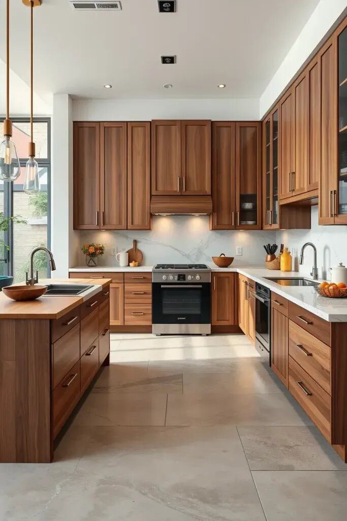Two-Tone Wood Cabinets for a Modern Contrast