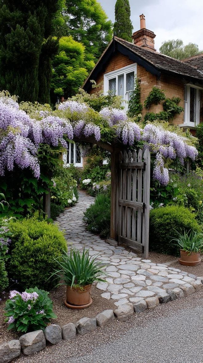 8. Wisteria Climbing a Rustic Arched Gate - photo 2
