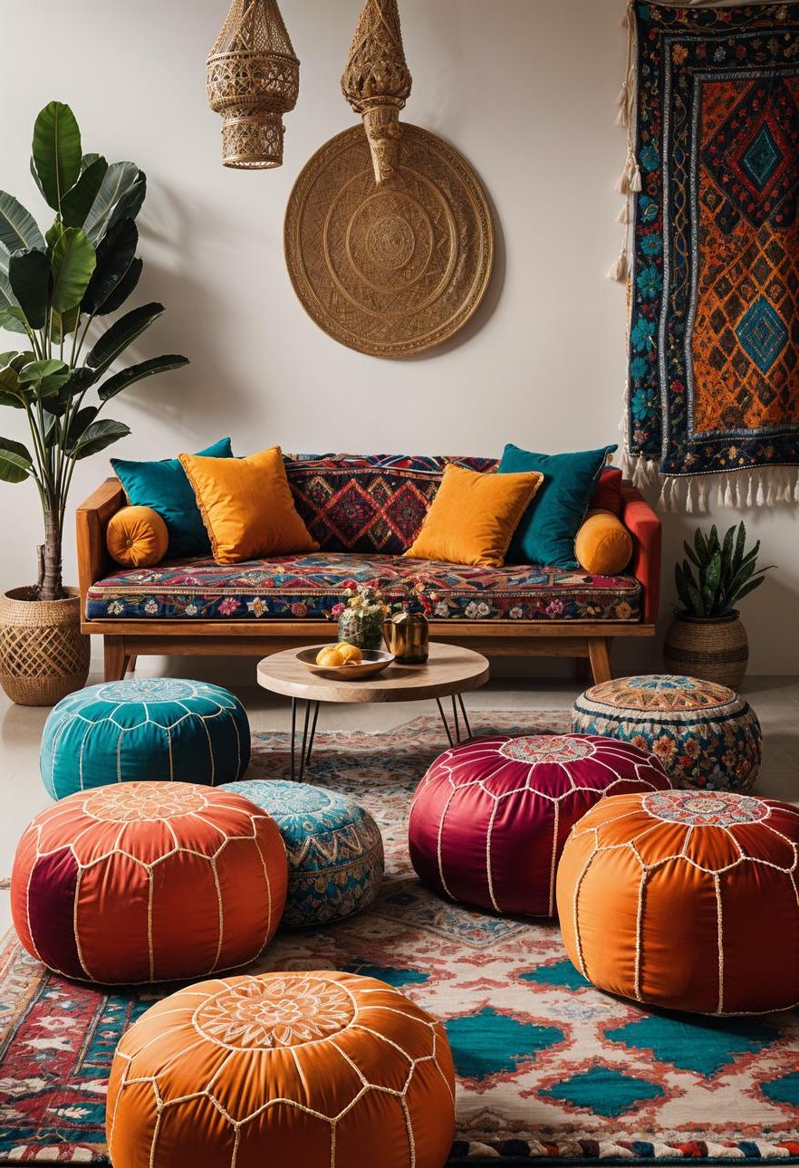 21. Clustered Moroccan Pouf Seating - photo 2