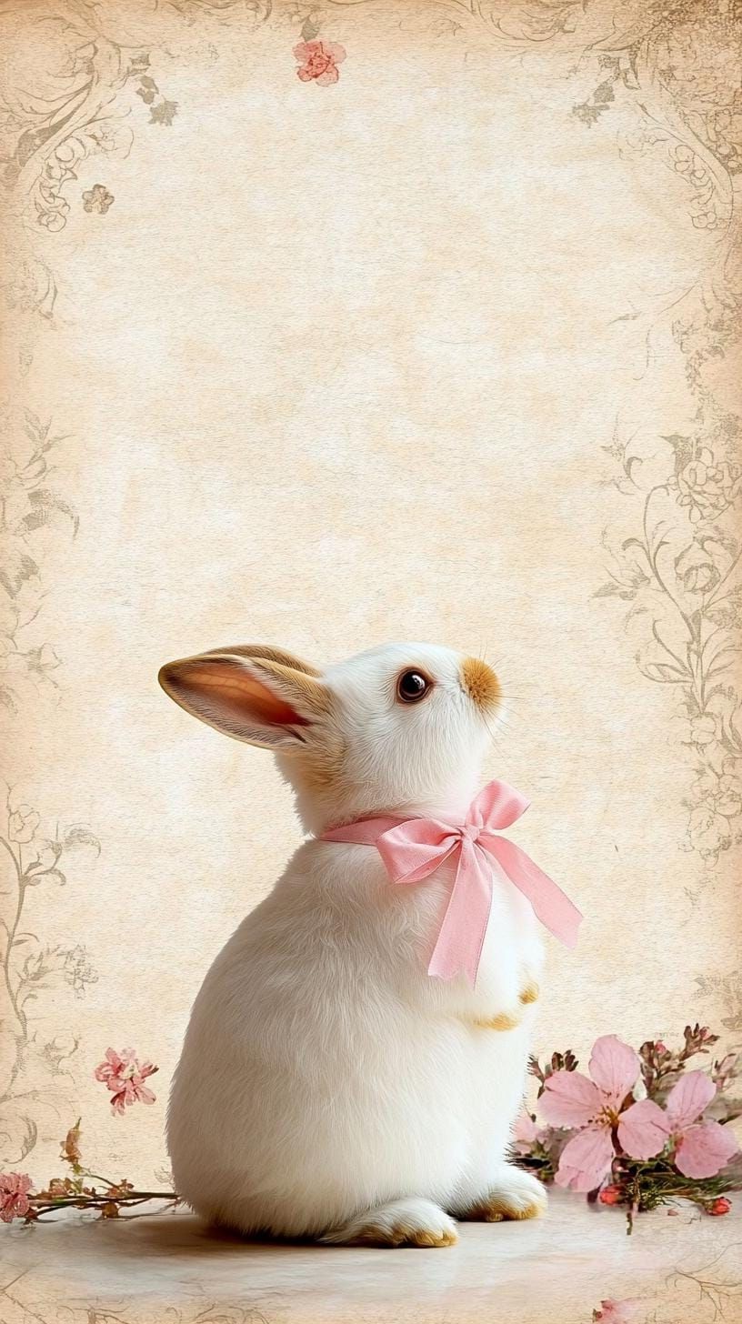 1. Vintage Bunny With Pink Bow Design - photo 3