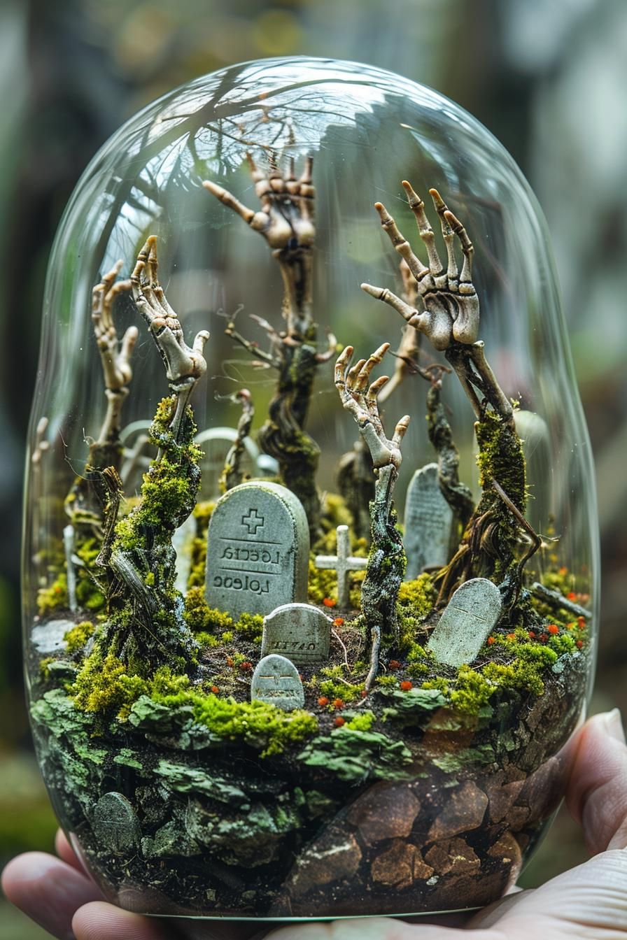 6. Spooky Terrarium Graveyard Display