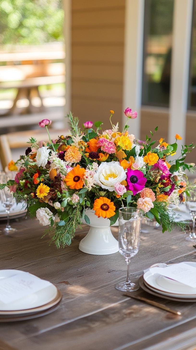 11. Rustic Tables With Overflowing Wildflower Centerpieces - photo 3