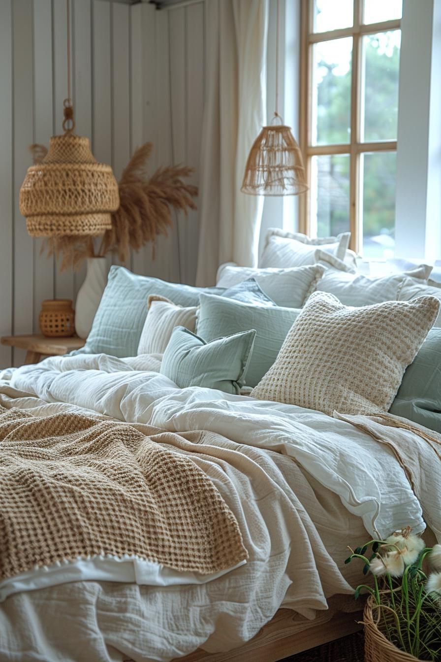 3. Textured Coastal Bedding Layers