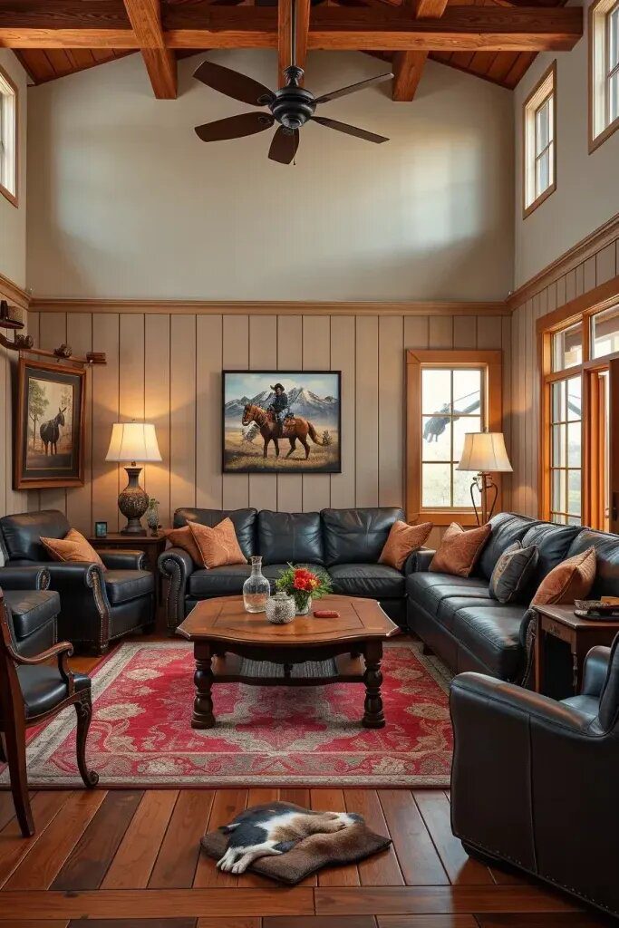 Pairing Leather and Wood for Cozy Western Style